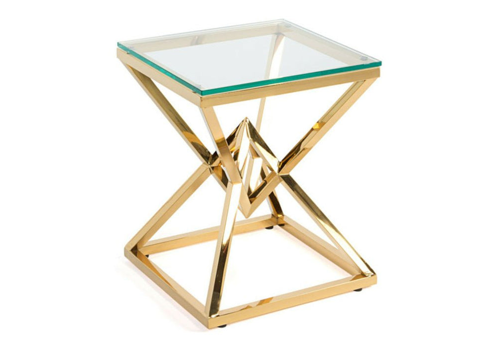 Bout de canapé design doré en verre LUXOR - Thablea