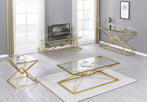 Bout de canapé design doré en verre LUXOR - Thablea