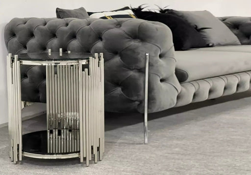 Bout de canapé design en verre noir ÈVE - Thablea