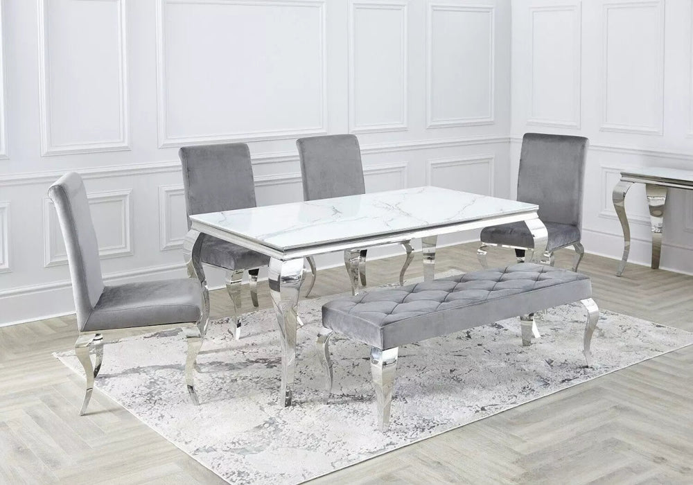 Table à manger marbre blanc argent NEA - Table & Chaise Moderne