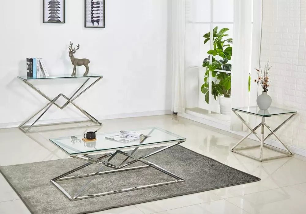 Table basse argentée marbre blanc LUXOR - Thablea