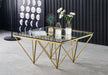Table basse carrée dorée en verre GUSTA - Thablea