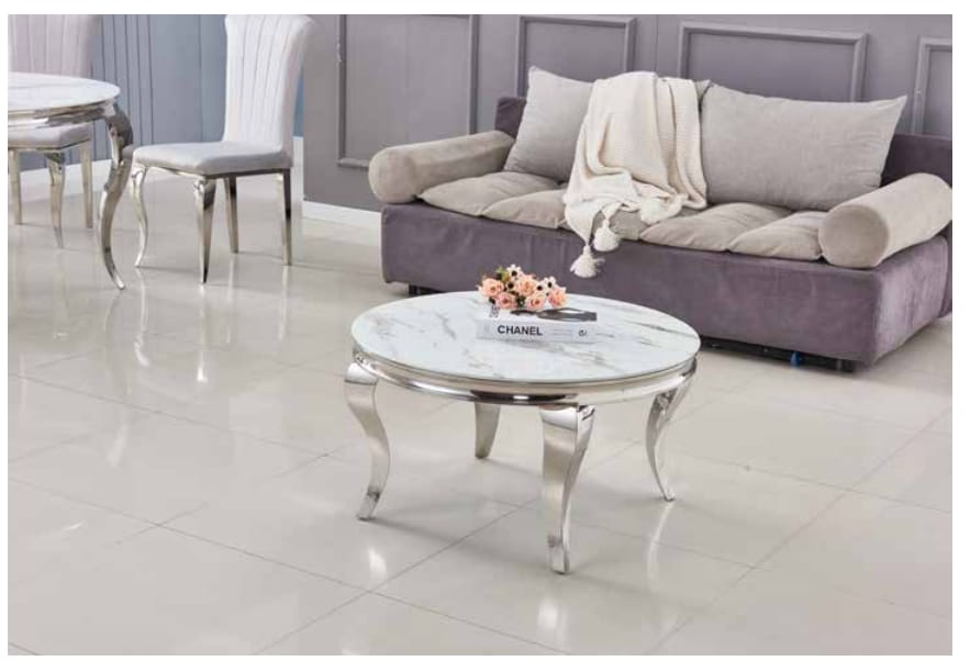 Table Basse Ronde Marbre Blanc NEO - Thablea